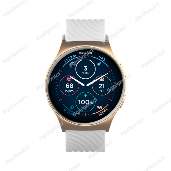 ساعت موتورولا 120 / Moto Watch 120 سایز: 44mm مقاوم در برابر آب : IP68 ظرفیت باتری: 300mAh رنگ rose gold