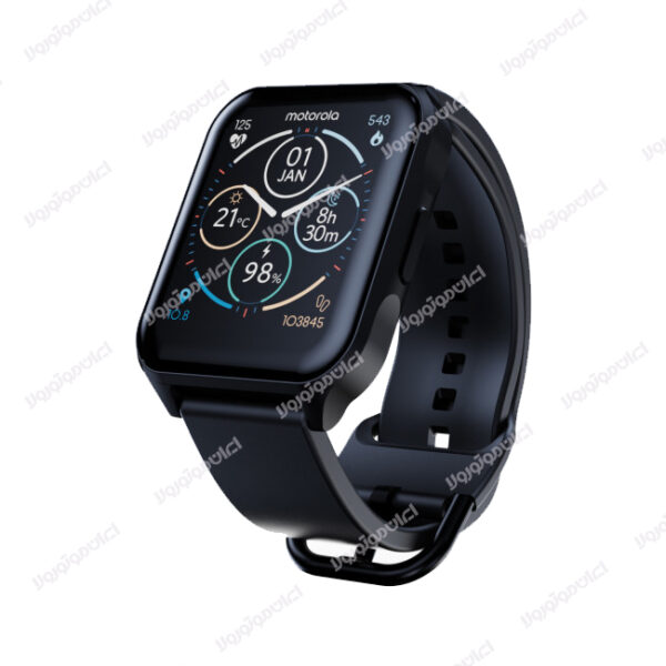 ساعت موتورولا ۷۰ / Moto Watch 70 سایز: 43mm مقاوم در برابر آب : IP67 ظرفیت باتری: 240mAh رنگ بندی Phantom Black