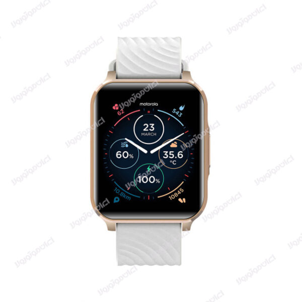 ساعت موتورولا ۷۰ / Moto Watch 70 سایز: 43mm مقاوم در برابر آب : IP67 ظرفیت باتری: 240mAh رنگ بندی Rose Gold