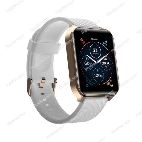 ساعت موتورولا ۷۰ / Moto Watch 70 سایز: 43mm مقاوم در برابر آب : IP67 ظرفیت باتری: 240mAh رنگ بندی Rose Gold