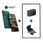 نمای نزدیک از گوشی موتورولا Edge 50 با طراحی مدرن و دوربین سه‌گانه ۵۰ مگاپیکسلی رنگ Jungle Green
