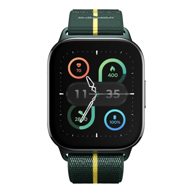 ساعت هوشمند Moto Watch Fit موتورولا با فریم آلومینیومی سبک، بند Trekking Green و نمایشگر سفارشی