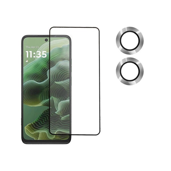 گلس HD+ موتورولا Moto G35 به‌همراه 2 عدد محافظ لنز دوربین – پک محافظتی کامل