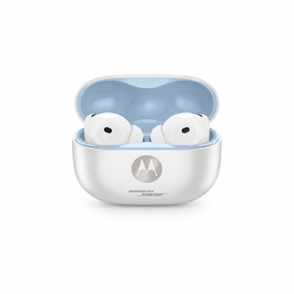 هدفون بی‌سیم موتورولا Moto Buds 2 Plus رنگ Cool White با Sound by Bose