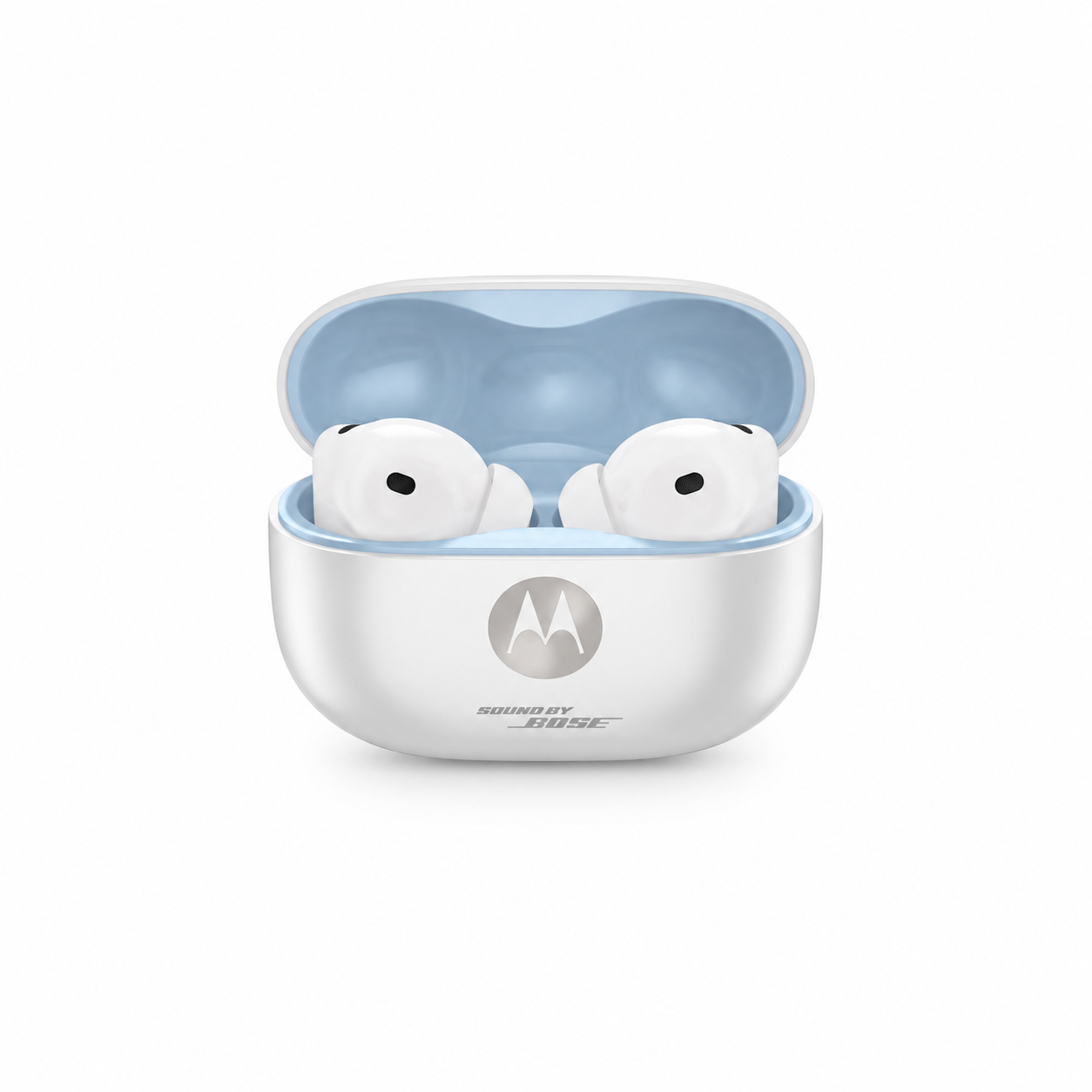 هدفون بی‌سیم موتورولا Moto Buds 2 Plus رنگ Cool White با Sound by Bose