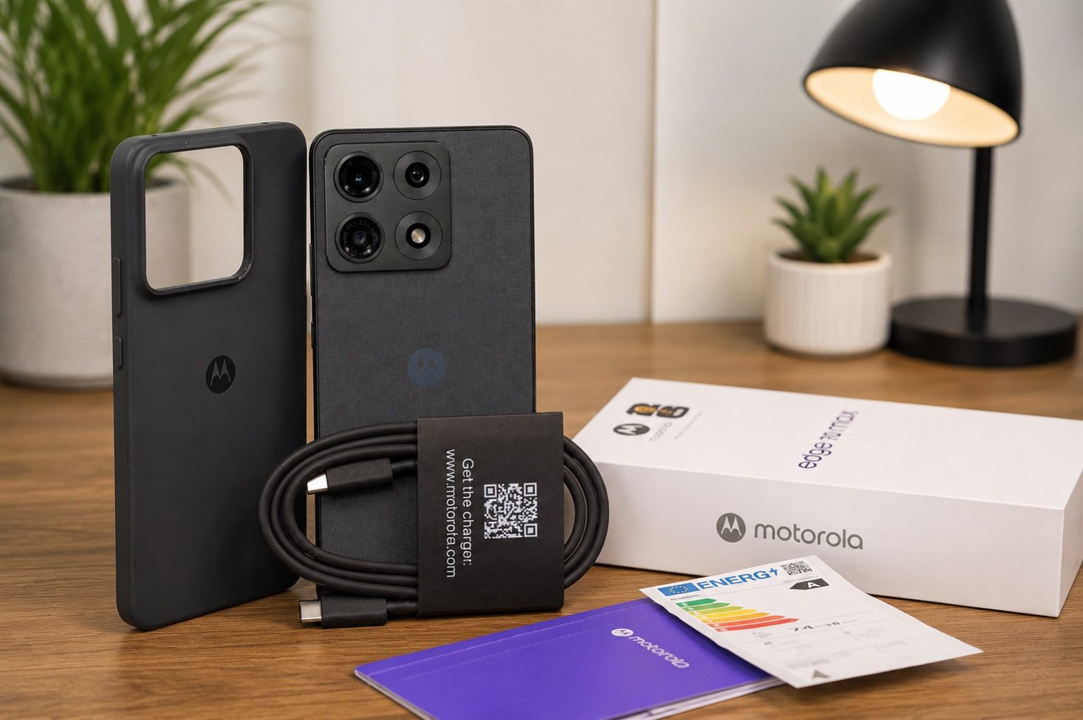 محتویات جعبه Motorola Edge 70 Max به همراه کابل USB-C